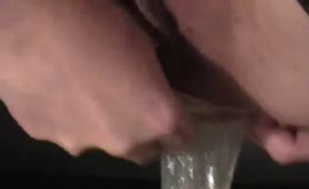 Piss and shit in a condom