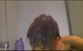 Gay boy washing his hair