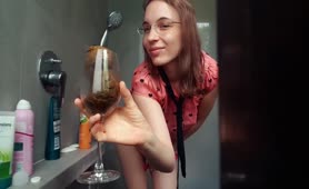 Shitting solo in a wine glass