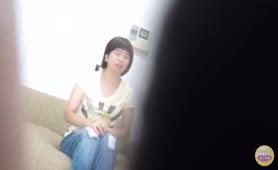 Asian teen shitting in public bathroom