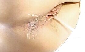 Shaved babe dropped big turd