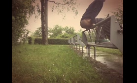 Lady Shits on a Park Bench