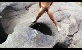 Woman Poops and Pisses in a Hole