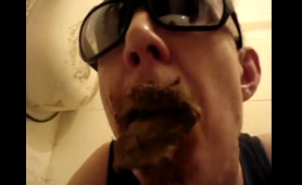 Hottie with Glasses Drops a Nasty Load of Shit