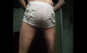 The woman dumps a nasty load in his underwear