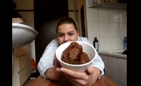 Chubby Woman Smears Shit on Face