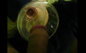 Man Pees into Funnel