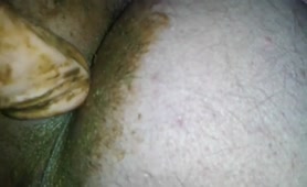 Big dildo in the shitty asshole
