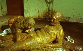 Cowshit covered scat couple enjoying messy fun 
