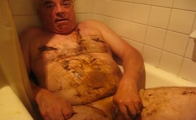 Old guy jerking with shit