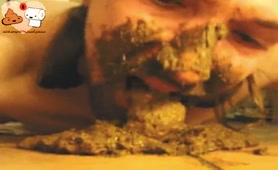 Eating poop like a pig