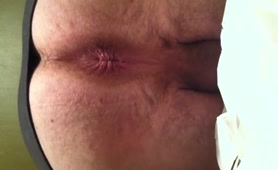 Dirty man pooping tiny pieces of shit