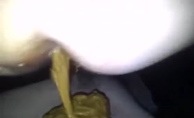 Liquid poop on his entire face