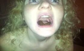 Sexy blonde teen swallows crap without gagging