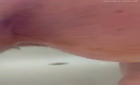 Close up of fat wife shitting