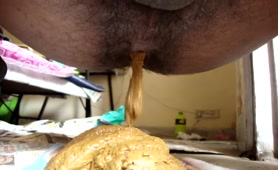 Guy with small dick pooping