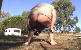 Wiping his nasty ass after shitting