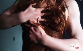 Hot redhead babe and chocolate poop smearing solo